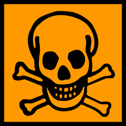 Download free orange pictogram square bone skull dead risk icon